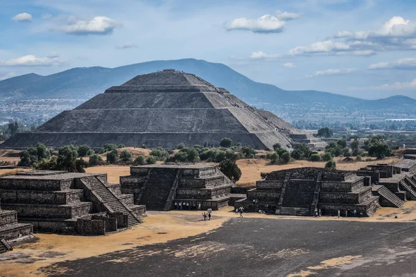 Cestování Mexiko Cestovního Ruchu Pozadí Starověké Pyramidy Slunce Teotihuacan Mexiko — Stock fotografie