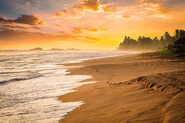 Tropical Sunset Ocean Beach Hikkaduwa Sri Lanka — Stock Photo, Image