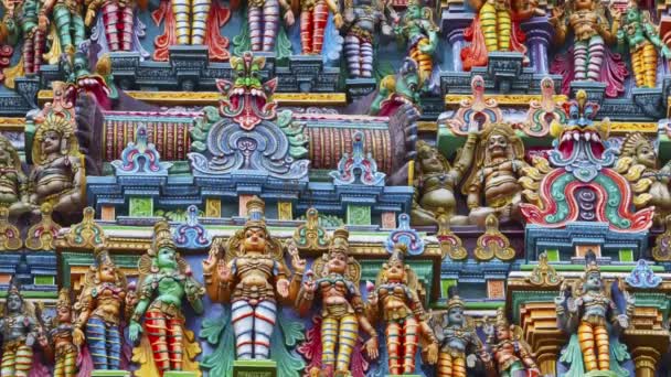 Skulpturer Hinduiska Templet Gopura Tornet Menakshi Tempel Madurai Tamil Nadu — Stockvideo