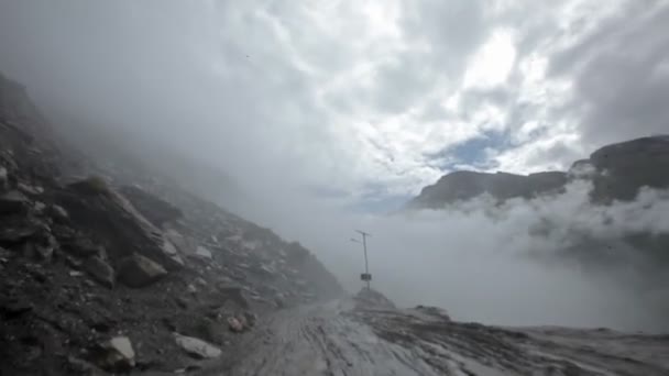Gevaarlijke Hobbelige Rit Modderige Landweg Himalaya Rohtang Pass Himachal Pradesh — Stockvideo