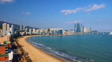 Gwangalli Beach Busan, Güney Kore. Havadan görünümü