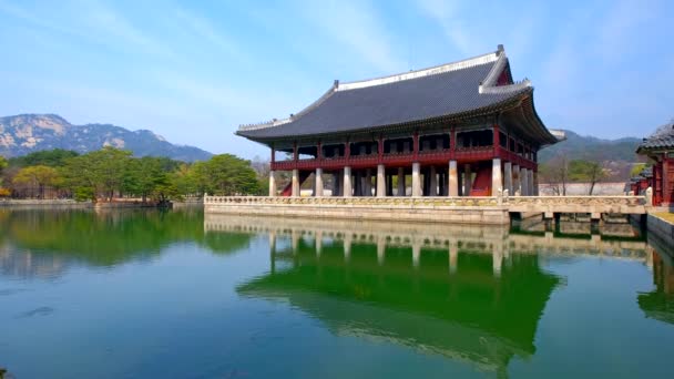 Gyeonghoeru Pavillion Kraliyet Şölen Salonu Gyeongbokgung Sarayı Seul — Stok video
