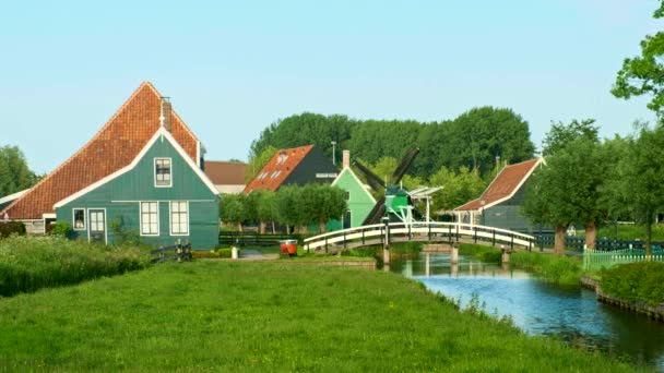 Krajobraz Wiejski Holandii Słynnym Miejscu Turystycznym Zaanse Schans Holandii Zaandam — Wideo stockowe