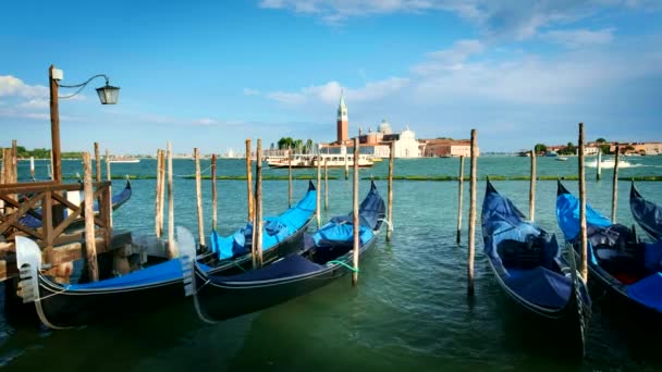 Vacanza Romantica Venezia Viaggi Sfondo Gondole Laguna Venezia Piazza San — Video Stock