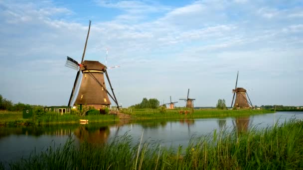 Niederlande Ländliche Dorf Malerische Aussicht Windmühlen Berühmten Touristenort Kinderdijk Holland — Stockvideo
