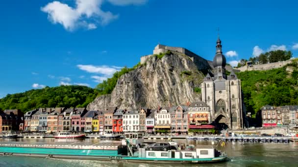 Timelapse Dinant Town Dinant Citadel Collegiate Church Notre Dame Dinant — Stock Video