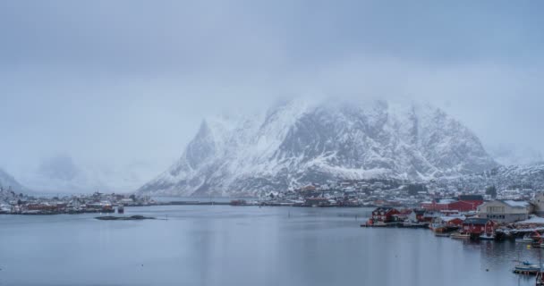Timelapse Del Pueblo Pesquero Noruego Reine Las Islas Lofoten Noruega — Vídeo de stock
