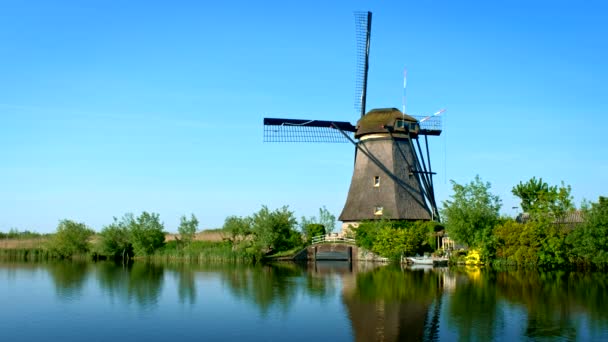 Nizozemsko Venkovské Vesnice Malebný Výhled Větrné Mlýny Slavném Turistickém Místě — Stock video