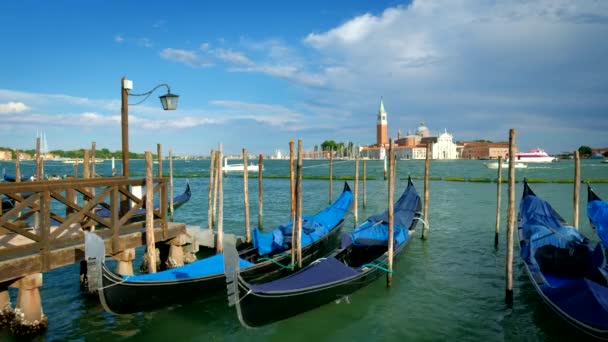 Romantische Vakantie Venetië Reis Achtergrond Gondels Lagune Van Venetië Door — Stockvideo
