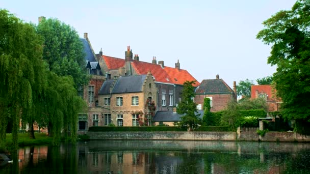 Alte Häuser Und Kanal Berühmten Touristenort Brügge Brügge Belgien — Stockvideo