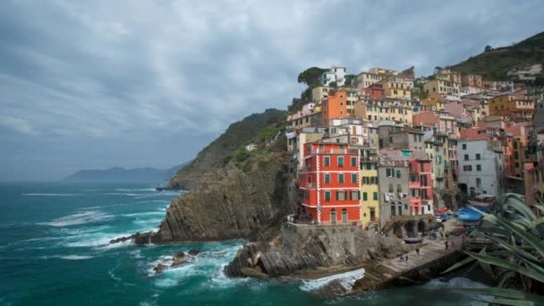 Houses Cliff Riomaggiore Village Popular Tourist Destination Cinque Terre National — Stock Video