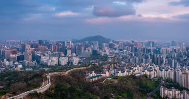 Zeitraffer Aus Der Luft Von Seoul Innenstadt Und Namsan Seoul — Stockvideo