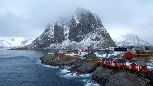 노르웨이 전통적 어촌이다 겨울에 — 비디오