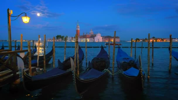 Romantikus Nyaralás Velence Utazási Háttér Gondolák Lagúna Velence Szent Márk — Stock videók
