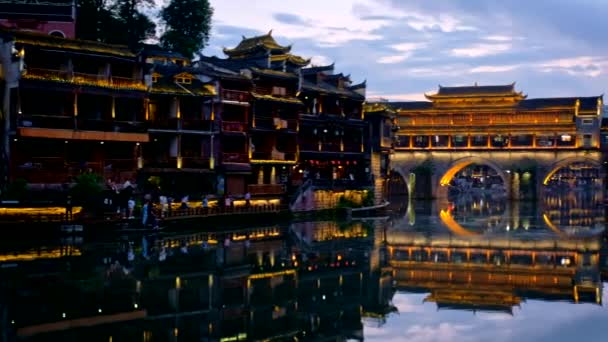 Kinesiska Turistattraktion Destination Feng Huang Ancient Town Phoenix Ancient Town — Stockvideo