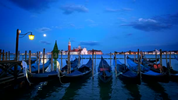 Romantisk Semester Venedig Resebakgrund Gondoler Lagunen Venedig Markusplatsen San Marco — Stockvideo
