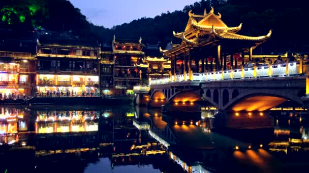 Destino Atração Turística Chinesa Feng Huang Ancient Town Phoenix Ancient — Vídeo de Stock