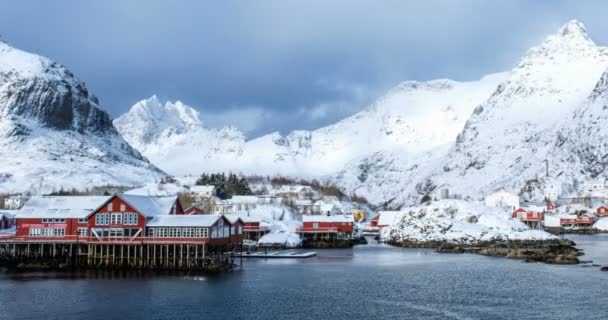 Timelapse Del Tradizionale Villaggio Pescatori Sulle Isole Lofoten Norvegia Con — Video Stock