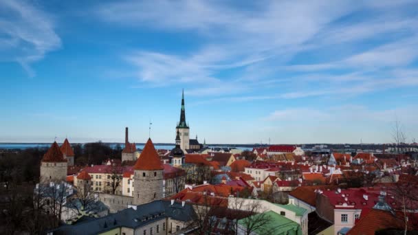 Timelapse Van Lucht Uitzicht Tallinn Middeleeuwse Oude Stad Dag Met — Stockvideo