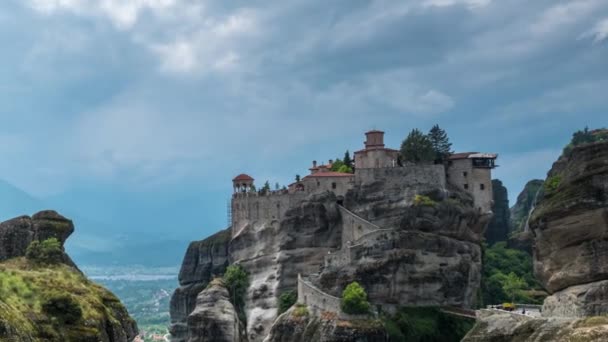 Timelapse Monastère Grande Météorologie Monastère Dans Célèbre Destination Touristique Grecque — Video