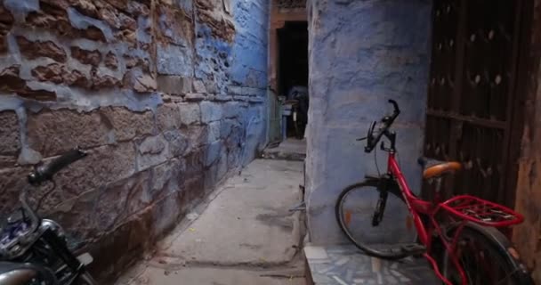 Wąska Ulica Obwód Malowane Domy Słynnego Jodhpur Blue City Jodhpur — Wideo stockowe