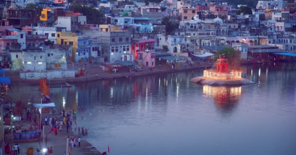 Vista Famosa Ciudad Peregrinación Hinduista India Sagrada Ciudad Religiosa Hindú — Vídeo de stock