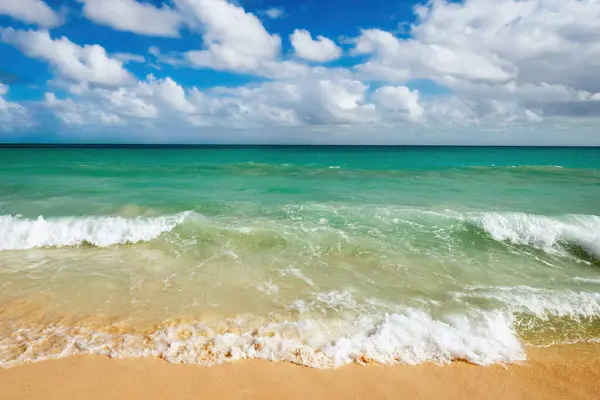 Όμορφη Παραλία Και Κύματα Της Θάλασσας Της Καραϊβικής Ριβιέρα Μάγια — Φωτογραφία Αρχείου