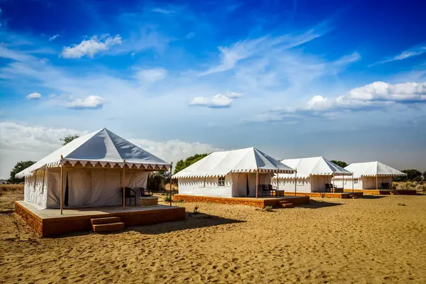 Campo Tendas Turísticas Deserto Jaisalmer Rajasthan Índia — Fotografia de Stock