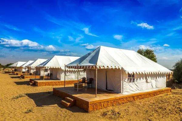 在塔尔沙漠的帐篷营地 斋沙默尔 拉贾斯坦邦印度 — 图库照片