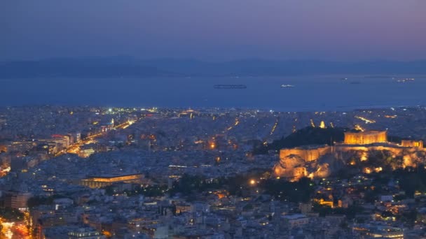 Känd Grekisk Turist Landmärke Den Ikoniska Aten Utsikt Och Parthenon — Stockvideo