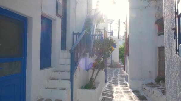Caminar Con Steadycam Steadicam Pintorescas Calles Estrechas Pintorescas Con Casas — Vídeos de Stock