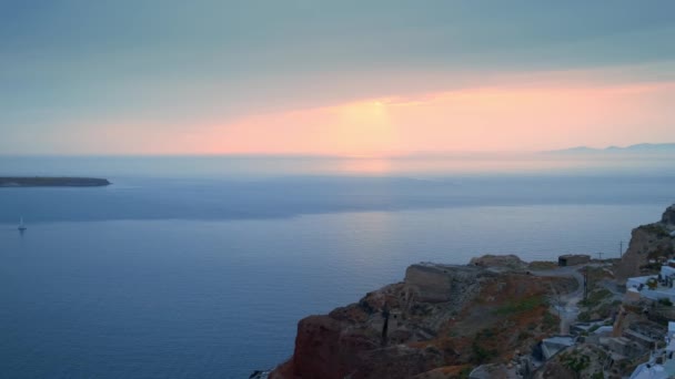 Selfie Ikonik Yunani Terkenal Tempat Wisata Oia Desa Dengan Rumah — Stok Video