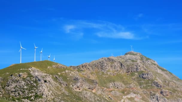 Koncepcja Zielonej Energii Odnawialnej Turbiny Wiatrowe Wytwarzające Energię Elektryczną Farma — Wideo stockowe