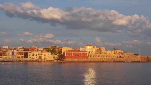 Pintoresco Puerto Antiguo Chania Uno Los Lugares Interés Destinos Turísticos — Vídeos de Stock