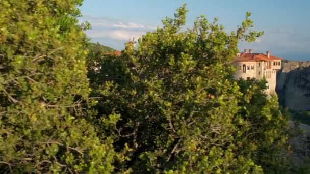 Klooster Van Varlaam Klooster Klooster Van Rousanou Beroemde Griekse Toeristische — Stockvideo