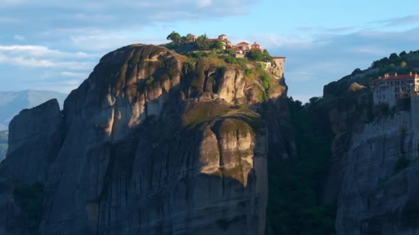 Монастырь Варлаам Монастырь Большой Метеоритный Монастырь Знаменитом Греческом Туристическом Направлении — стоковое видео