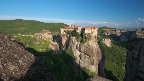 Monastère Varlaam Monastère Monastère Rousanou Dans Célèbre Destination Touristique Grecque — Video