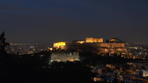 Ünlü Yunan Turistik Beldesi Atina Akropolü Ndeki Ikonik Parthenon Tapınağı — Stok video