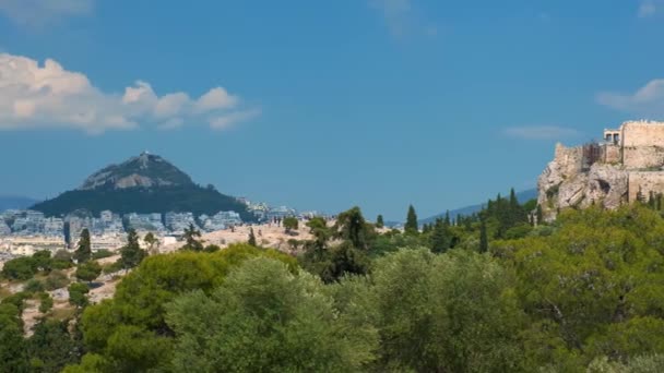 Famoso Punto Referencia Turístico Griego Icónico Templo Del Partenón Acrópolis — Vídeos de Stock