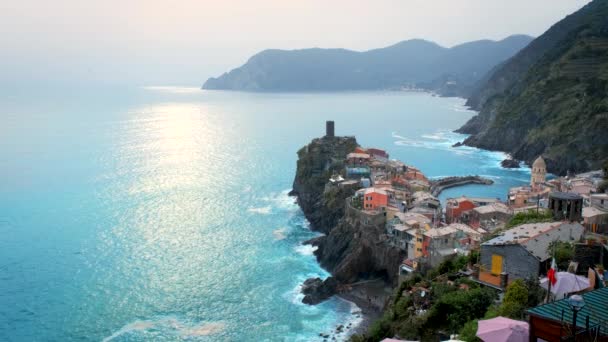 Huizen Van Vernazza Dorp Populaire Toeristische Bestemming Cinque Terre National — Stockvideo