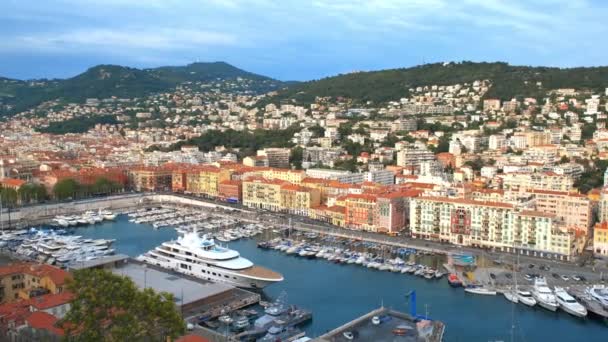 Veduta Del Porto Vecchio Nizza Con Barche Lusso Francia Villefranche — Video Stock