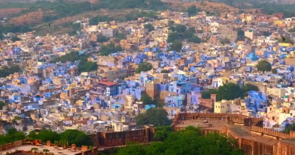 Case Tetti Del Famoso Punto Riferimento Turistico Jodhpur Città Blu — Video Stock