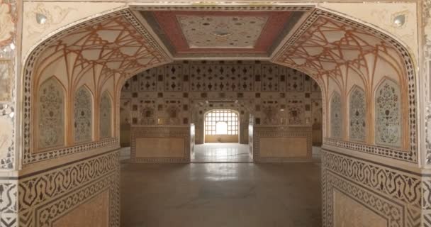 Meşhur Sheesh Mahal Veya Mirror Palace Duvarlarının Ayrıntıları Amer Kalesi — Stok video