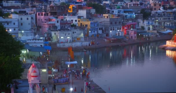 Вид Знаменитый Индийский Индуизм Паломничества Город Священный Священный Индуистский Религиозный — стоковое видео