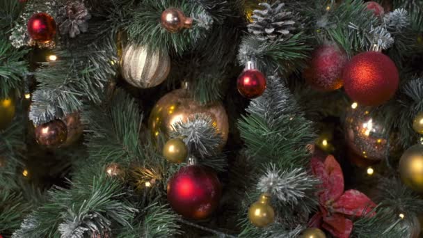 Natale Celebrazione Vacanza Sfondo Albero Natale Decorazione Pallina Decorato Albero — Video Stock