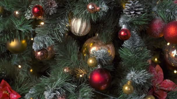 Vánoční Oslava Dovolená Pozadí Vánoční Stromeček Dekorace Cetka Míč Zdobené — Stock video