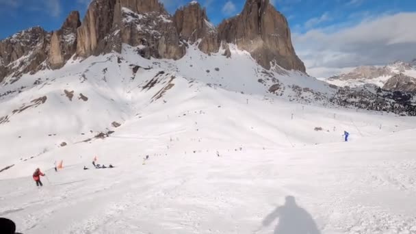 Ich Perspektive Fpv Ich Perspektive Pov Des Alpinen Skifahrens Den — Stockvideo