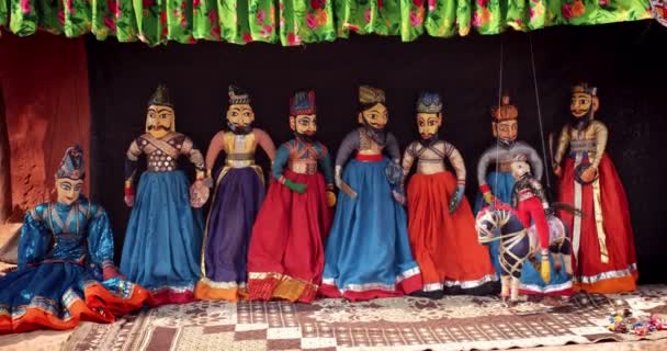Traditionele Rajasthani Kathputli Poppenkast Poppen Tonen Tekenreeks Poppentheater Afkomstig Uit — Stockvideo