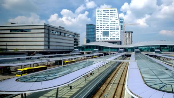 Utrecht Pays Bas Mai 2018 Chronométrage Trafic Gare Routière Ferroviaire — Video