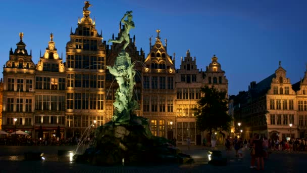 Antwerp Belgium May 2018 Antwerp Grote Markt Square Famous Brabo — Stock Video